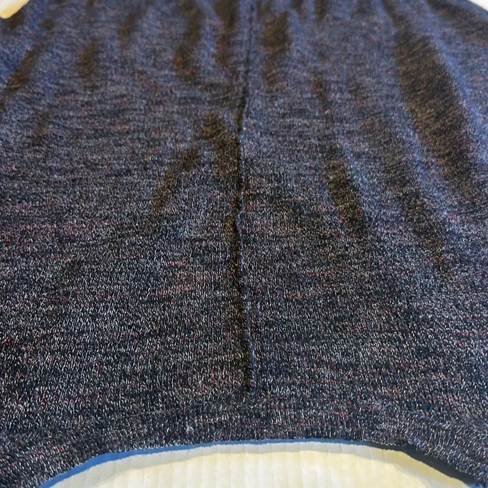 Free People oversized purple black magenta V neck 3 button sweater low high back